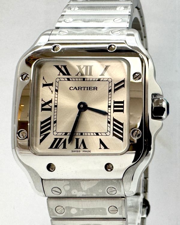No Reserve - 2025 Cartier Santos De Cartier 27MM Quartz Silver Dial Steel Bracelet (WSSA0082)