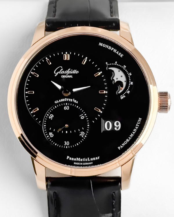 2026 Glashütte Original PanoMaticLunar 40MM Black Dial Leather Strap (1-90-02-49-35-30)