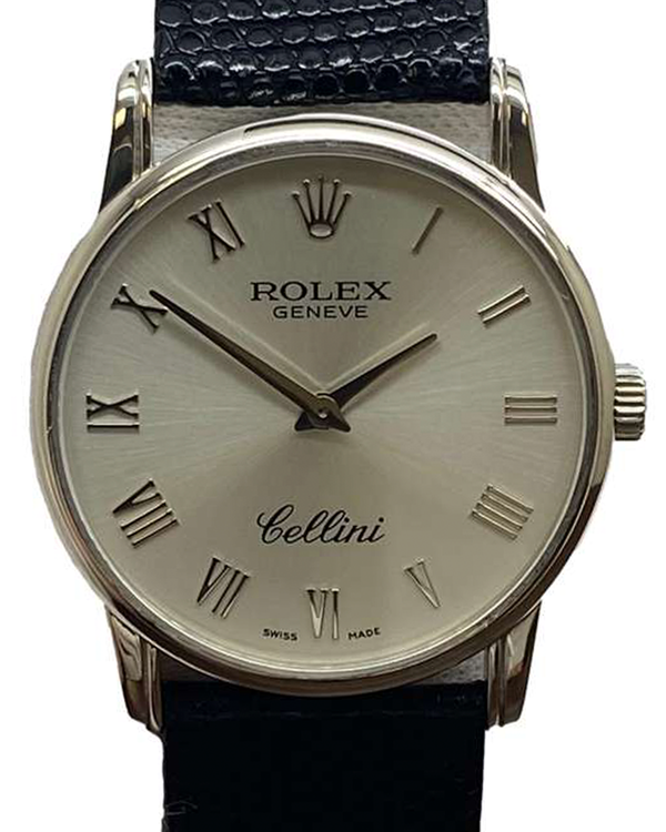 Rolex Cellini 32MM Silver Dial Aftermarket Leather Strap (5116)