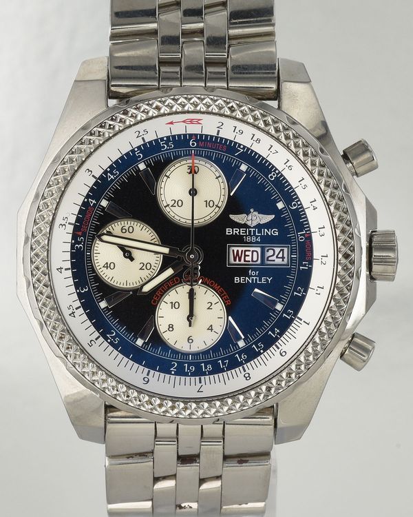 Breitling Bentley GT Chronograph 44.8MM Black Dial Steel Bracelet (A13362)