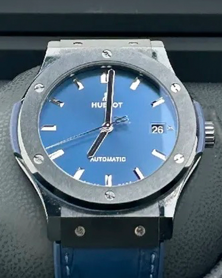 2022 Hublot Classic Fusion 45MM Blue Dial Leather Strap (511.CM.7170.LR)