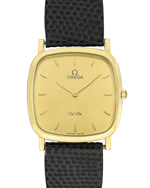 Omega De Ville 30MM Quartz Gold Dial Leather Strap (395.3378)