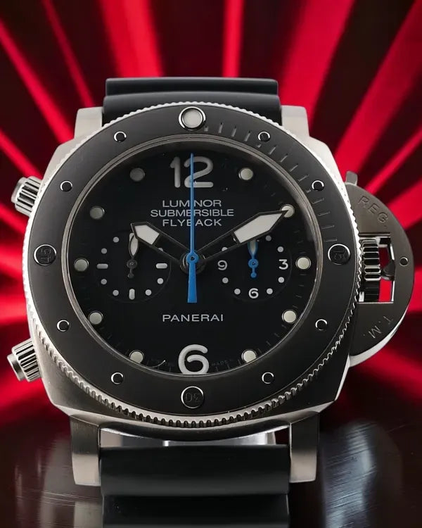Panerai Luminor Submersible 1950 Flyback 47MM Black Dial Rubber Strap (PAM00615)