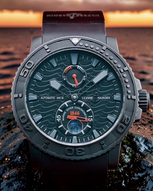Ulysse Nardin Maxi Marine Diver Black Sea 43MM Black Dial Rubber Strap (263-38)