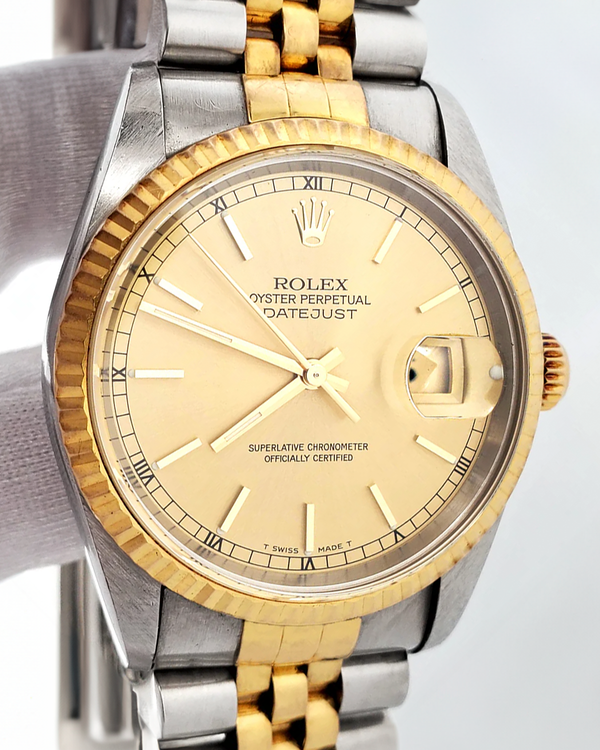 1999 Rolex Datejust 36MM Champagne Dial Two-Tone Jubilee Bracelet (16233)