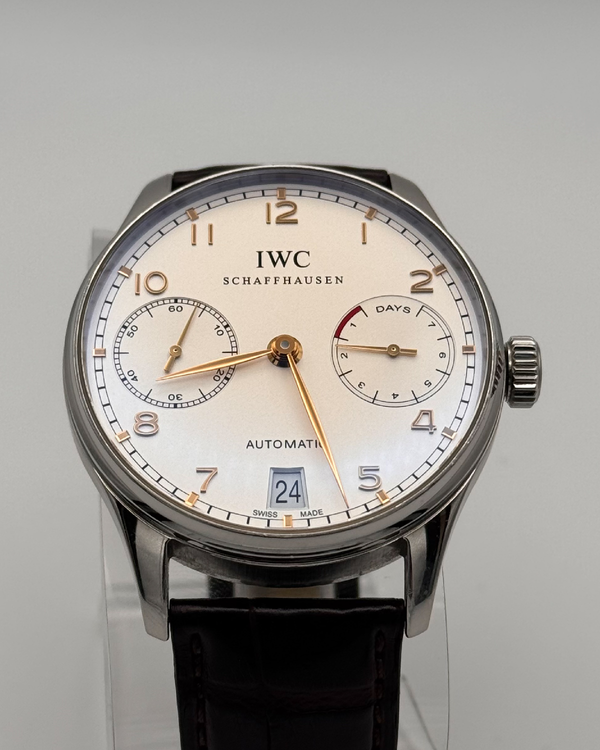 2012 IWC Schaffhausen Portugieser 7-Day Power Reserve 42.3MM Silver Dial Leather Strap (IW500114)