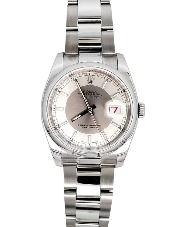Rolex Datejust 36MM Silver “Tuxedo” Dial Super Jubilee Bracelet (116200