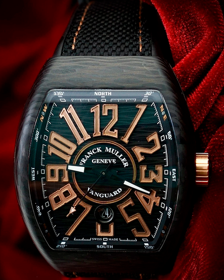 Franck Muller Vanguard 45MM Black Dial Rubber Strap (V 45 SC DT CARBON NR)
