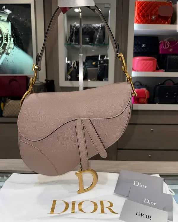 2023 Dior Saddle Bag 10 × 8 × 2.5IN Leather Gold-Tone Hardware Leather Strap (M0455CBAA)