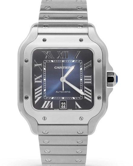 2020 Cartier Santos De Cartier 39.8MM Blue Dial Steel Bracelet (WSSA0030)