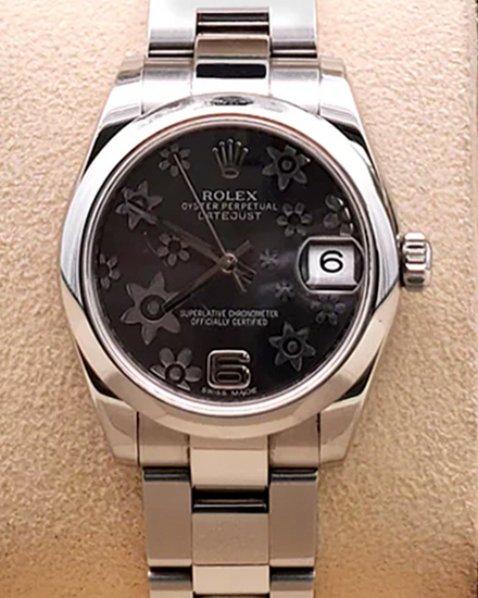 Rolex Datejust 31MM Grey "Floral Motif" Dial Oyster Bracelet (178240)