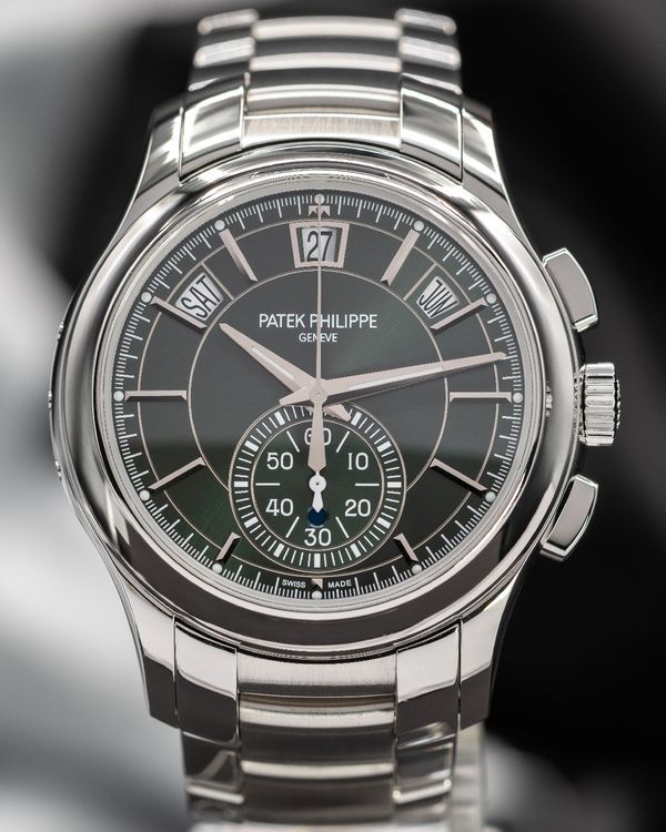 2022 Patek Philippe Annual Calendar Chronograph 42MM Black Dial Steel Bracelet  (5905/1A-001)