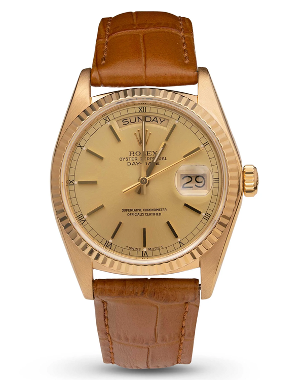 Rolex Day-Date 36MM Champagne Dial Aftermarket Leather Strap (18038)