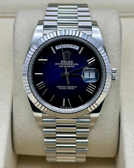 2025 Rolex Day-Date 40MM Blue "Ombré" Dial Platinum President Bracelet (228236)