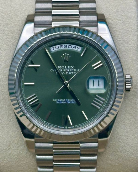 2024 Rolex Day-Date 40MM Green Dial White Gold President Bracelet (228239)