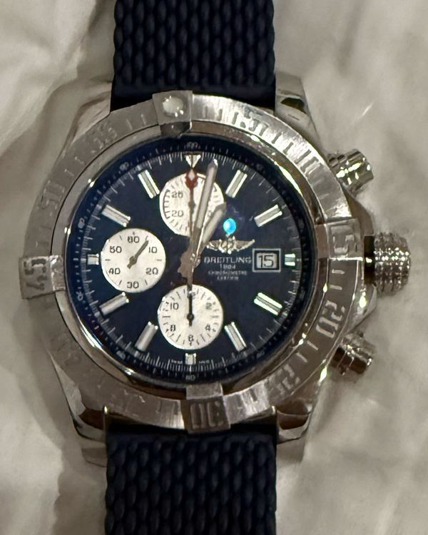 2019 Breitling Super Avenger II 48MM Blue Dial Leather Strap (A1337111/C871)