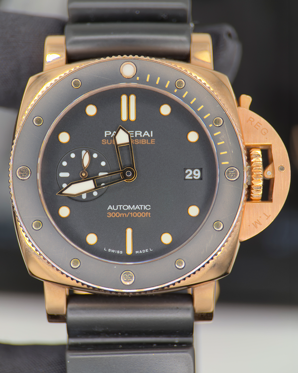 2021 Panerai Luminor Submersible “Goldtech” 42MM Black Dial Rubber Strap (PAM01164)