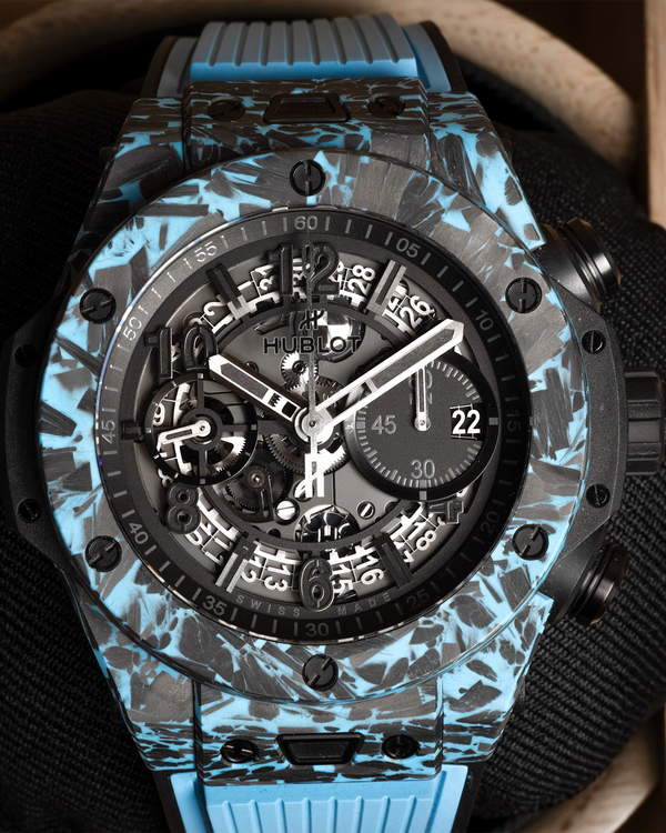 2023 Hublot Big Bang Unico Carbon Sky Blue L.E. 44MM Skeleton Dial Rubber Strap (421.QL.1110.RX.JPN)