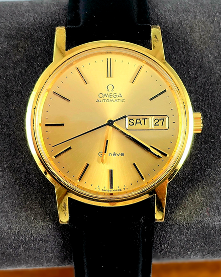 No Reserve - 1972 Omega Geneve Vintage 35MM Champagne Dial Aftermarket Leather Strap (166.0117)
