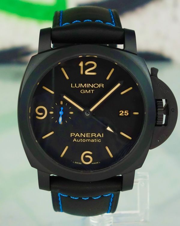 2023 Panerai Luminor 1950 3 Days GMT 44MM Black Dial Leather Strap (PAM01441)