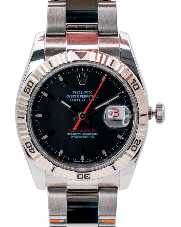 2008 Rolex Datejust Turn-O-Graph 36MM Black Dial Oyster Bracelet (116264)