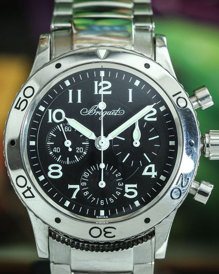 Breguet Type XX Aeronavale 39MM Black Dial Steel Bracelet (3800)