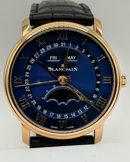 2024 Blancpain Villeret Quantième Complet 40MM Blue Dial Leather Strap (6654-3640-55B)