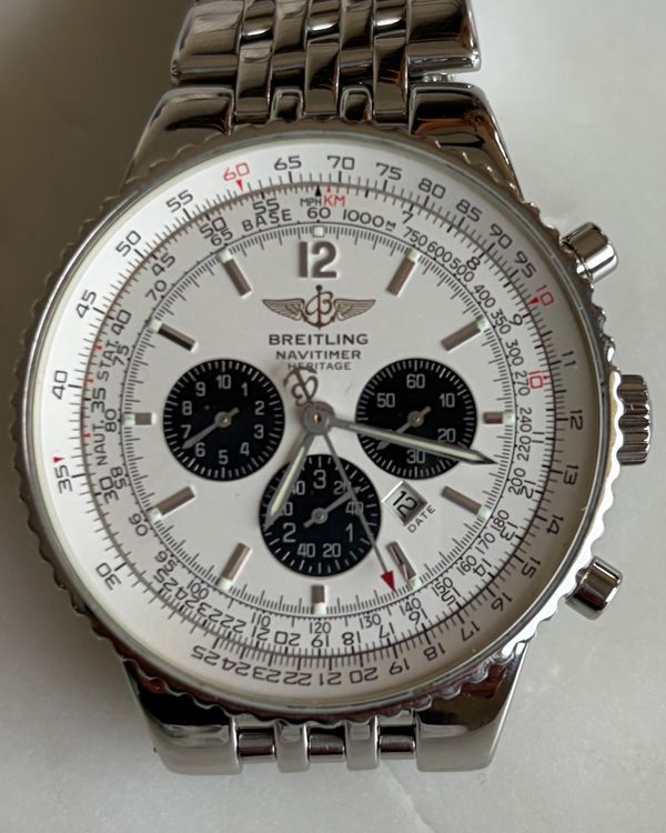 Breitling Navitimer Heritage "Panda" 43MM White Dial Steel Bracelet (A35340)