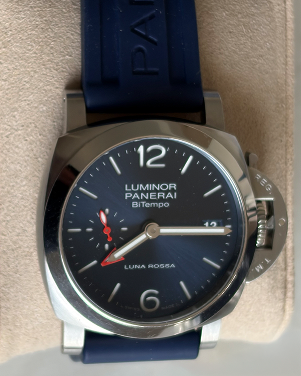 Panerai Luminor Quaranta BiTempo Luna Rossa 40MM Blue Dial Rubber Strap (PAM01404)