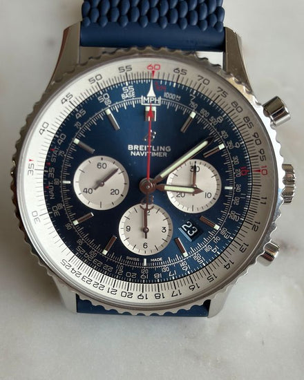 2020 Breitling Navitimer B01 Chronograph 46MM Blue Dial Rubber Strap (AB0127)