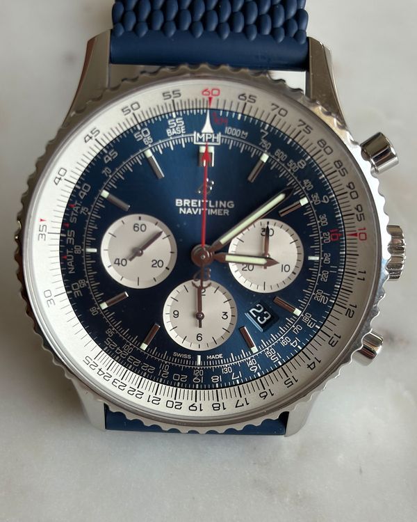 2020 Breitling Navitimer B01 Chronograph 46MM Blue Dial Rubber Strap (AB0127211C1A1)