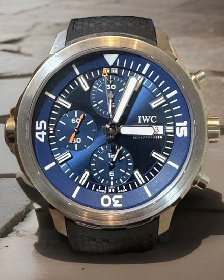 2018 IWC Schaffhausen Aquatimer Chronograph "Jacques Cousteau" S. E. 44MM Blue Dial Rubber Strap (IW376805)