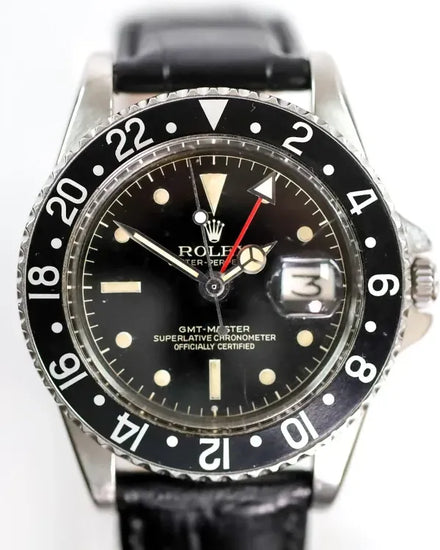 Rolex GMT-Master 40MM Black Dial Aftermarket Leather Strap (1675)