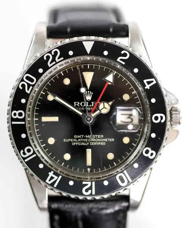 1961 Rolex GMT-Master 40MM Black Dial Aftermarket Leather Strap (1675)
