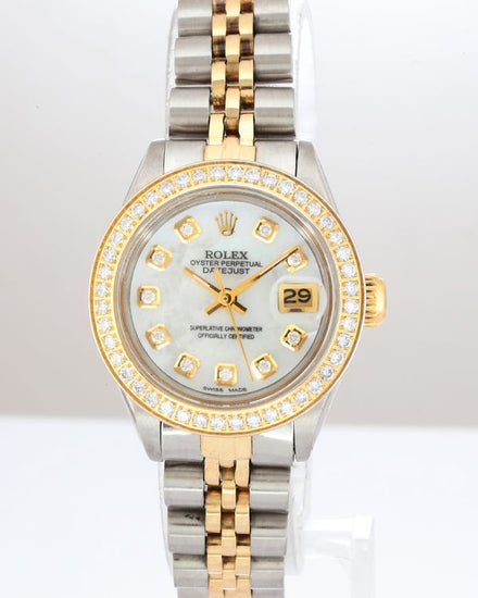 No Reserve - Rolex Lady-Datejust 26MM Aftermarket Mother of Pearl Dial Two-Tone Jubilee Bracelet (6917)