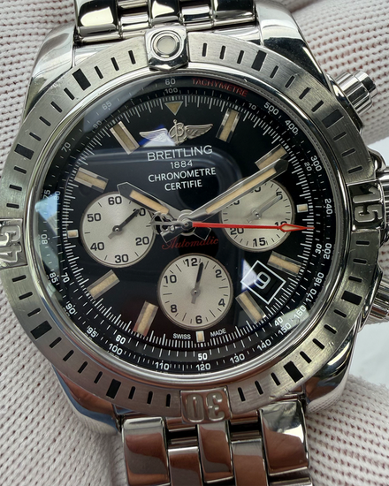 Breitling Chronomat Airborne 44MM Black Dial Steel Bracelet (AB0115)