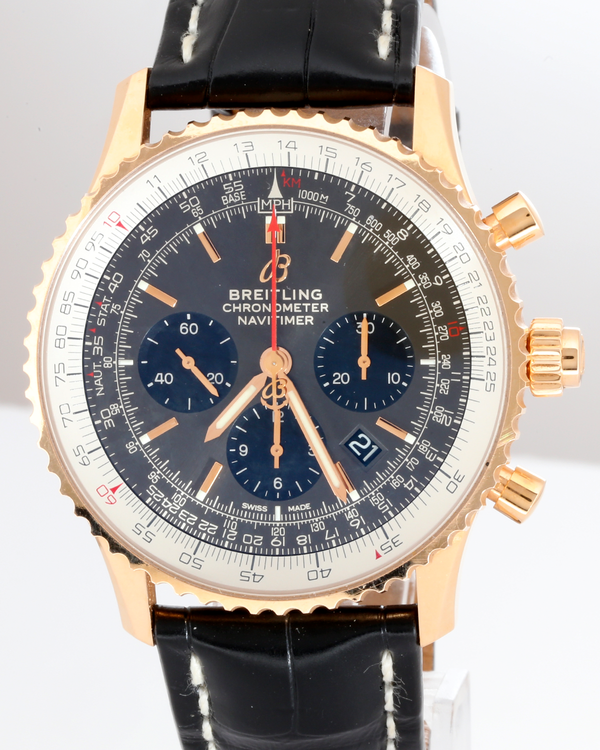No Reserve - 2021 Breitling Navitimer Rattrapante B03 Chronograph 45MM Grey Dial Leather Strap (RB0311)