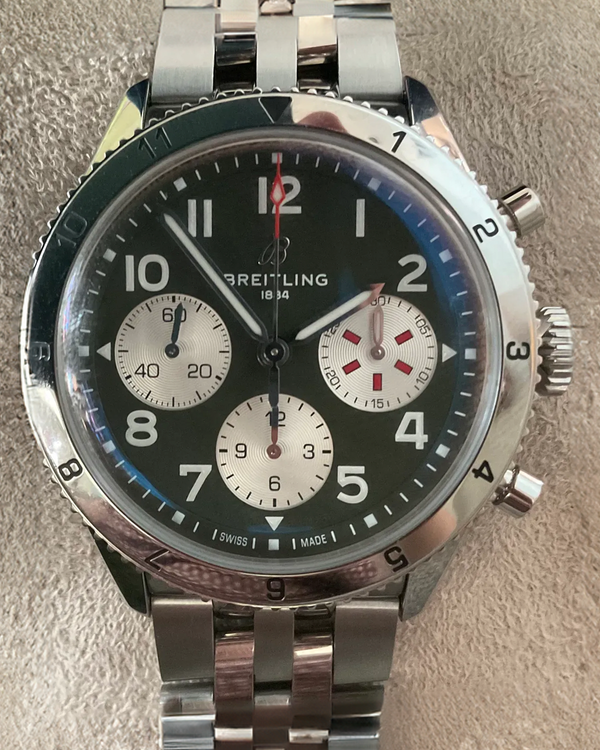 2024 Breitling Classic Avi Chronograph "Curtiss Warhawk" 42MM Green Dial Steel Bracelet (A233802A1L1A1)