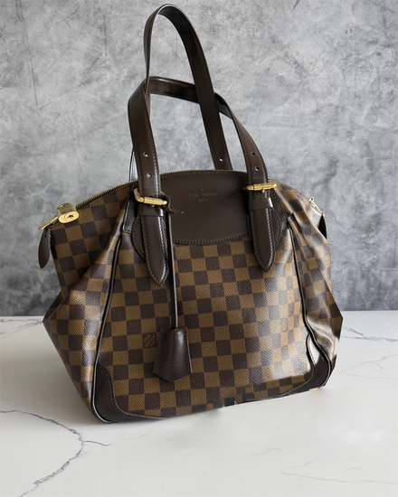 No Reserve - 2011 Louis Vuitton Damier Verona Shoulder Bag MM Ebene Canvas 12.99IN x 11.02IN Brown Leather Gold-Tone Hardware (Verona)