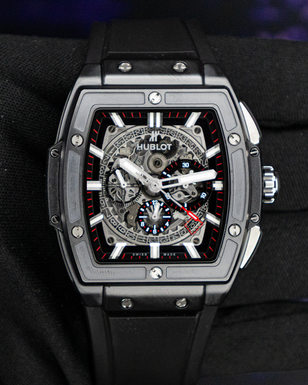 No Reserve - 2018 Hublot Spirit Of Big Bang Black Magic 45MM Skeleton Dial Rubber Strap (601.CI.0173.RX)