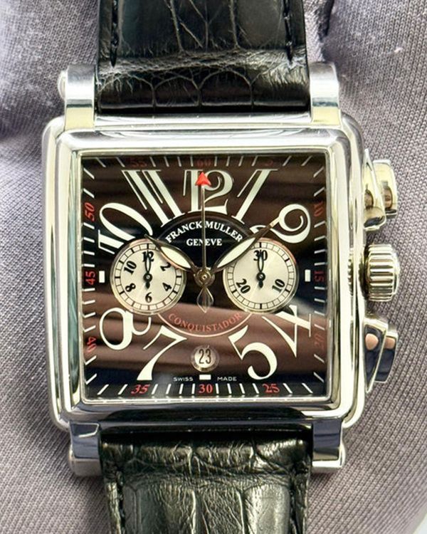 Franck Muller Conquistador Cortez Chronograph 54MM Black Dial Leather Strap (10000 H CC)