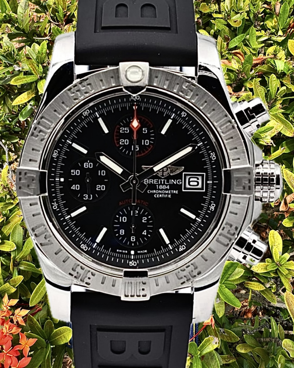 No Reserve - 2000 Breitling Avenger II Skyland 43MM Black Dial Rubber Strap (A13381)