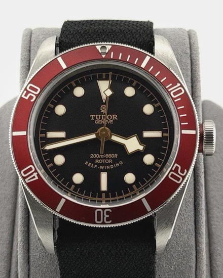 Tudor Black Bay Heritage “Smiley” 41MM Black Dial Aftermarket Textile Strap (79220R)