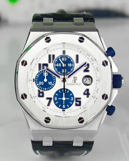 2013 Audemars Piguet Royal Oak Offshore Chronograph "Navy" 42MM White Dial Leather Strap (26170ST.OO.D305CR.01)