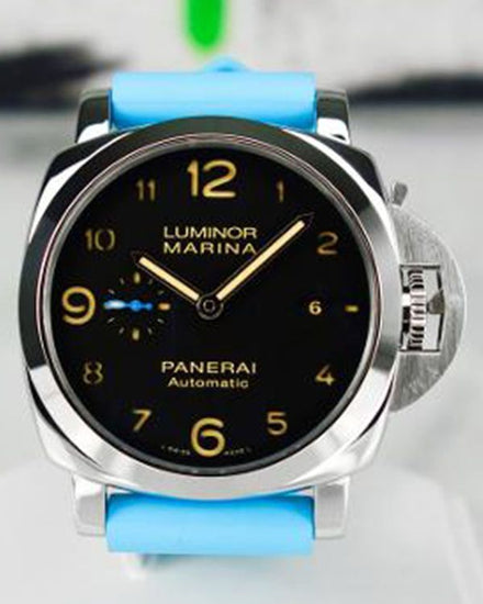2016 Panerai Luminor 1950 3 Days 44MM Black Dial Aftermarket Rubber Strap (PAM01359)