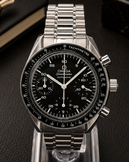 No Reserve - Omega Speedmaster Reduced 39MM Black Dial Steel Bracelet (3510.50.00)