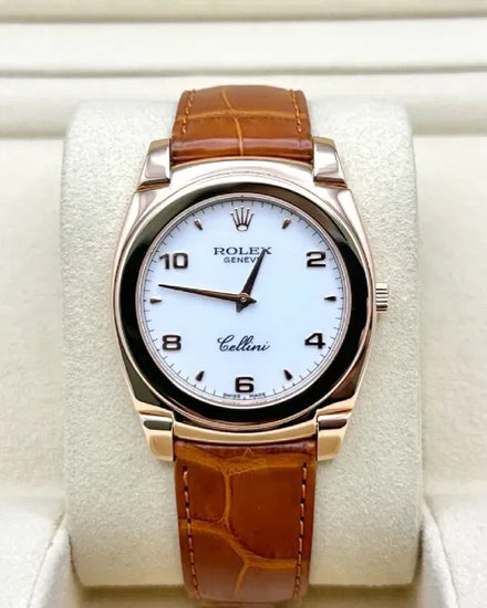 2014 Rolex Cellini Cestello 36MM White Dial Leather Strap (5330/5)