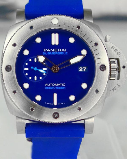 2022 Panerai Submersible BMG-Tech 1950 3 Days 47MM Blue Dial Aftermarket Rubber Strap (PAM00692)