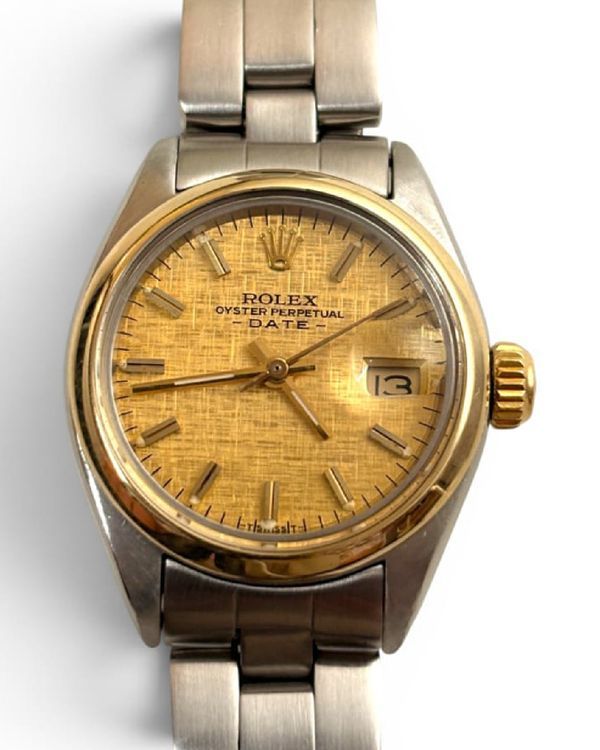 Rolex Oyster Perpetual Lady Date 26MM Champagne "Linen" Dial Oyster Bracelet (6916)