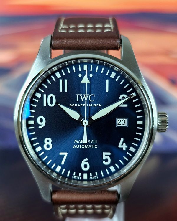 2021 IWC Schaffhausen Pilot Mark XVIII "Le Petit Prince" 40MM Blue Dial Leather Strap (IW327010)